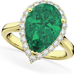 Allurez Pear Cut Halo Emerald
