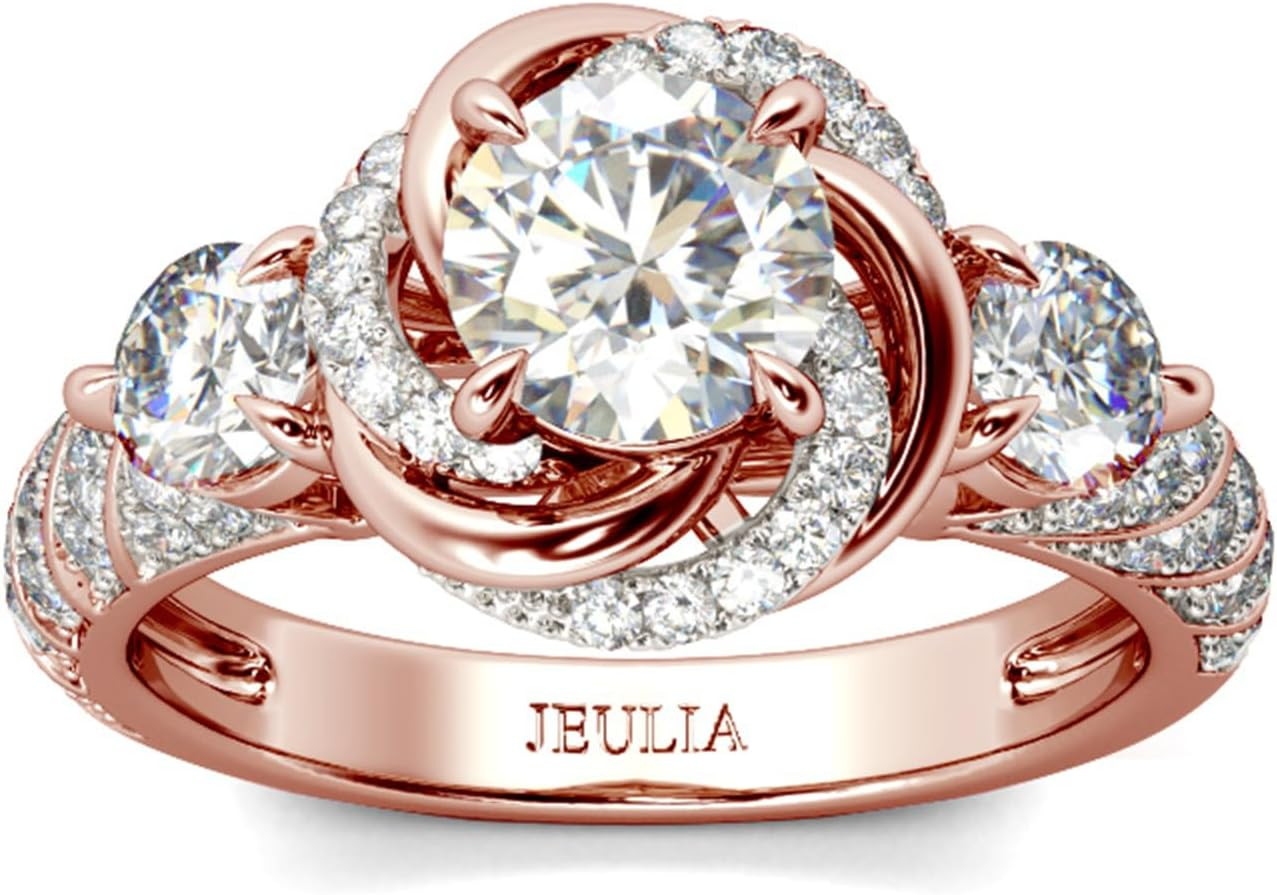 Jeulia 3ct Halo Simulated Diamond Engagement Rings