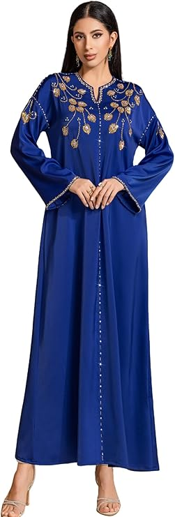 Hand-Beaded Abaya Dress for Women