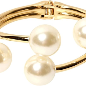 Pearl Bangle Bracelet for Women Chunky