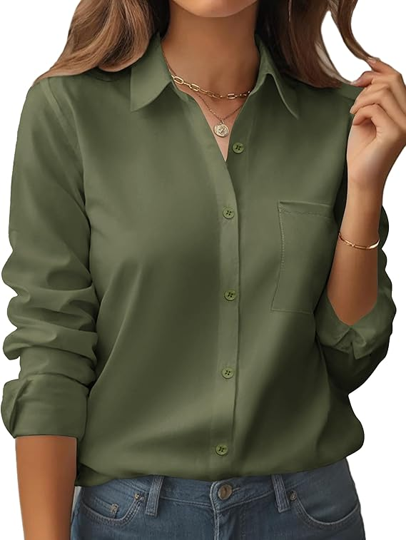 Zeagoo Womens Button Down Shirt Long